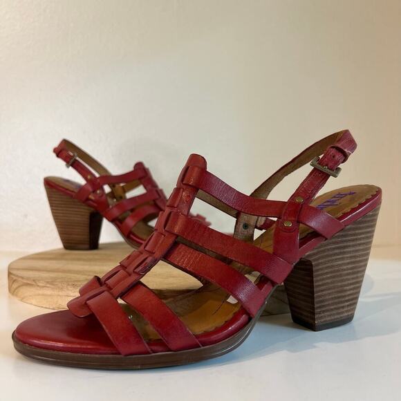 Indigo By Clarks Red Genuine Leather Weaved Woven Open Toe Sandals Size 11 - Picture 8 of 14